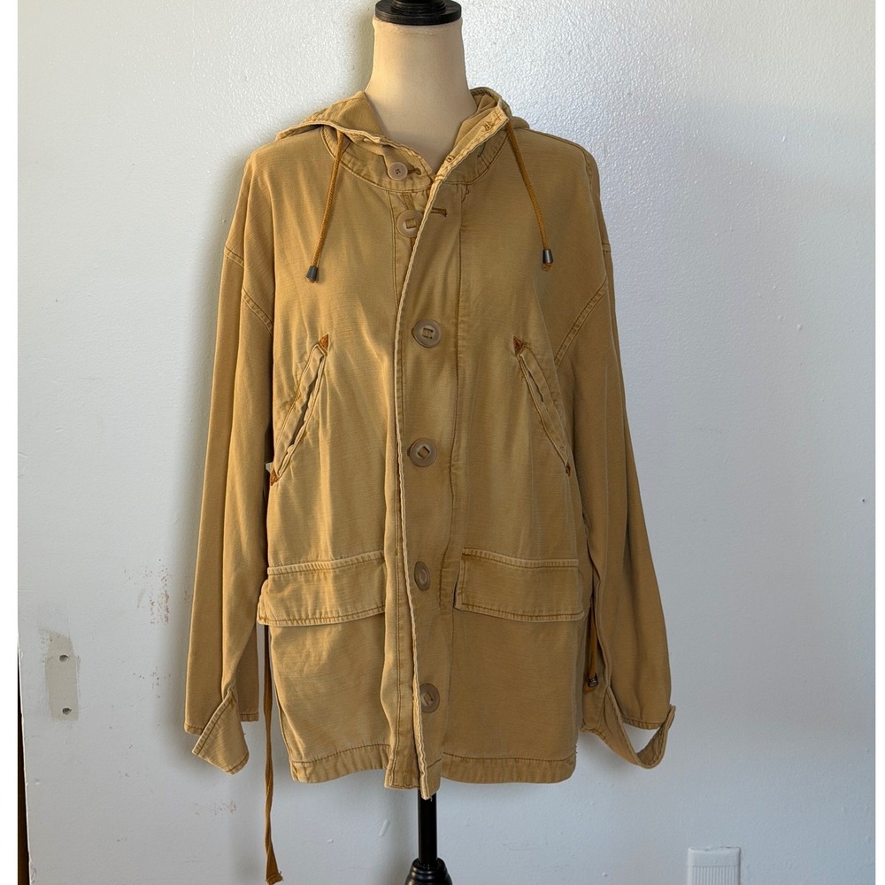 Free People Joshua Tree Anorak Oversized Utility Jacket Hooded Khaki Size Small